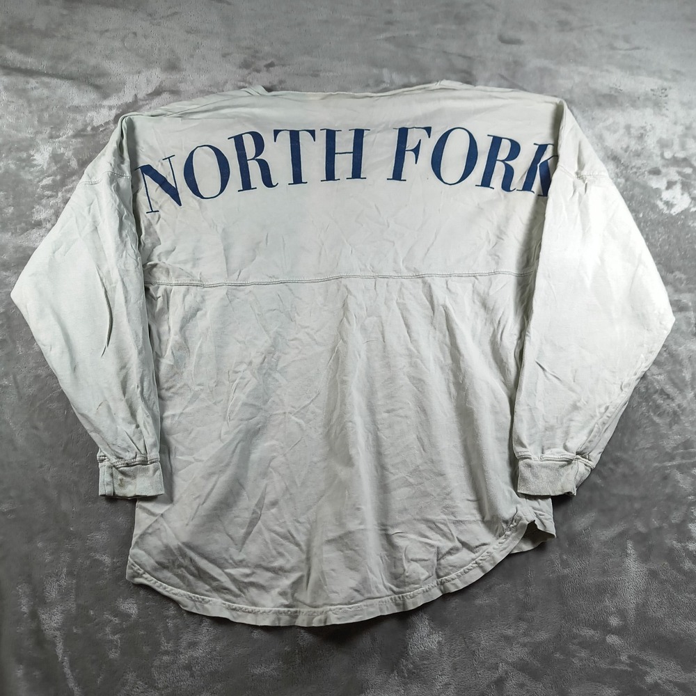 North Fork Spirit Jersey Shirt Men Large Off White Long Sleeve V Neck Cotton Usa